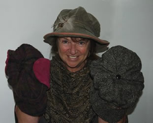Caroline with one of her many hats.